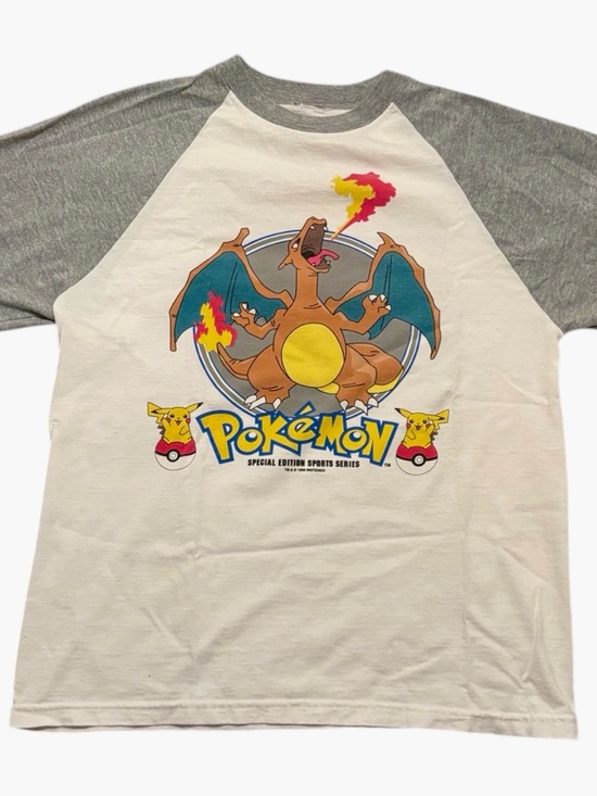 Pokemon Tops - Rare 1999 Nintendo Pokemon Charizard Special Edition Baseball Tee Adult S/M